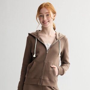 Core Zip Brown Hoodie Sweatshirt - SO